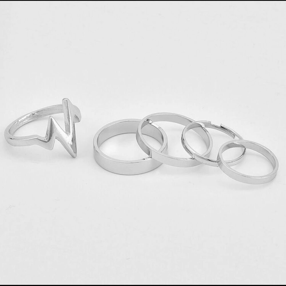 SILVER 3/$30 5pc Heart Beat Ring Set